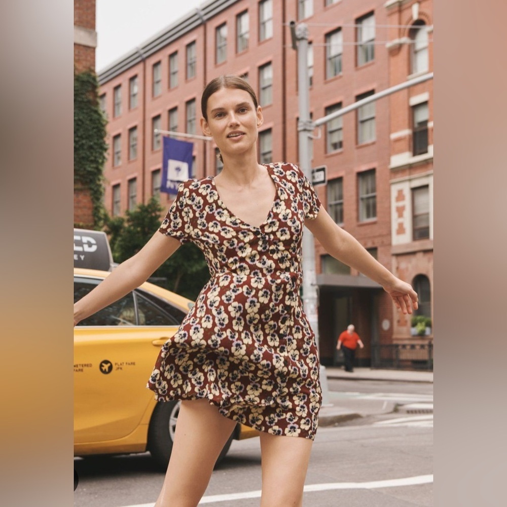 NWT Madewell Button-Wrap Dress in Viola Floral, Size 2